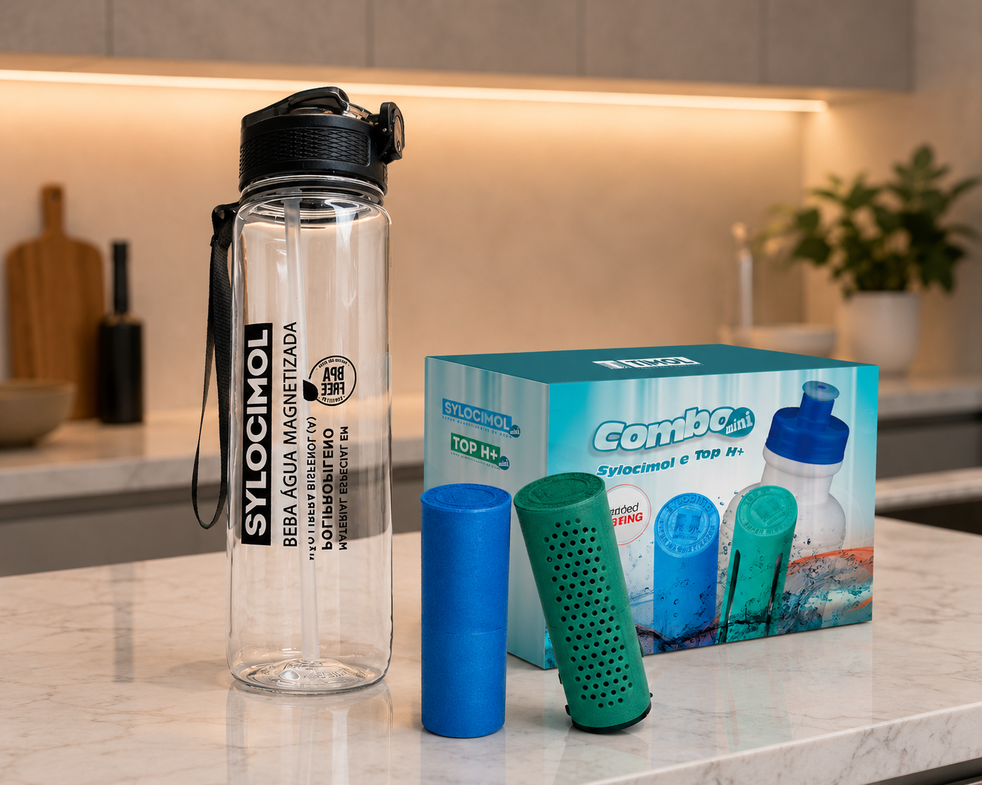 Sylocimol Combo Mini + Squeeze completo com caixa do produto